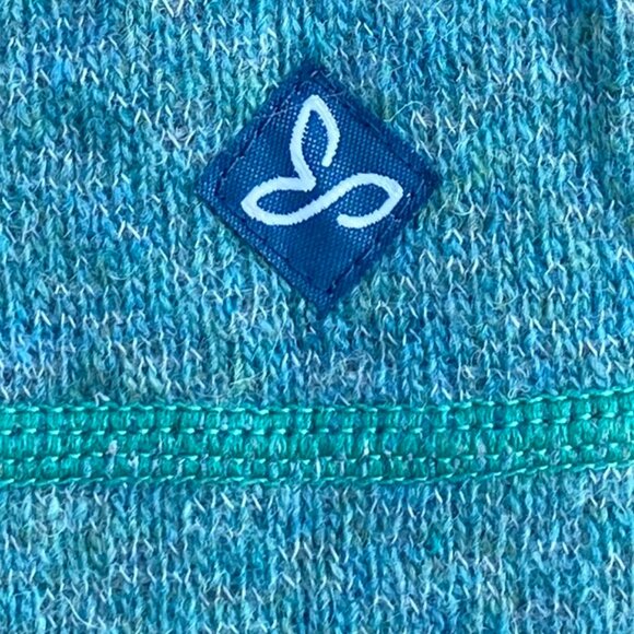 Prana Corrine Wool ¼ Zip Sweater Sz S Green Blue Mock Neck Athleisure Gorpcore - Picture 11 of 13